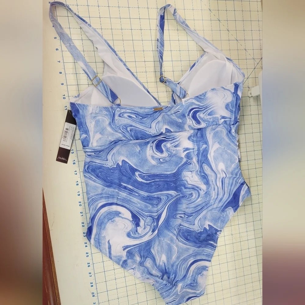 Nicole Miller 3XL Blue Tropic Swirl Sweetheart Center Tie